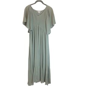 Baltic Born Sage Green Smocked Flutter Sleeve Maxi Dress Large NWT ILD2448-M